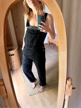 American Apparel black denim overalls